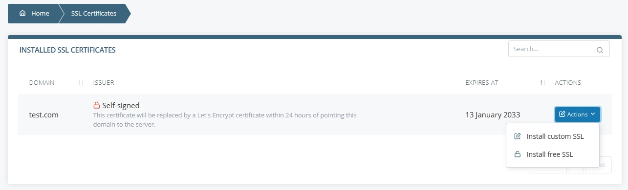Install ssl certificate