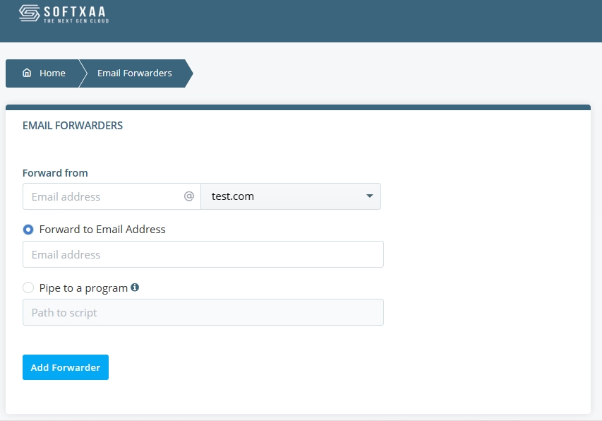 HostPanel's Email forwarder tool 